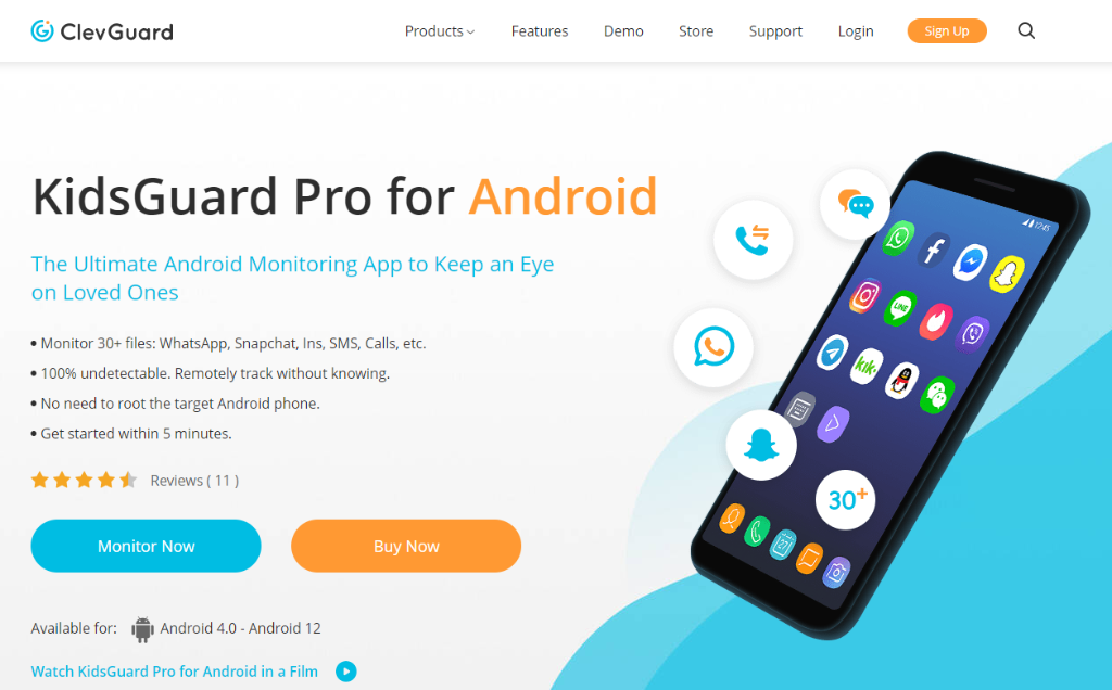 KidsGuard Pro برنامه فعالیت رسانه‌ای اجتماعی